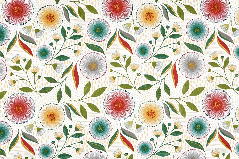 Baumwollstoff - Mandala-Blüten 