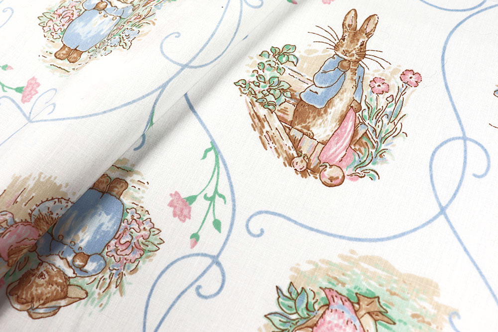 Baumwollstoff - Gans, Hase und Kätzchen 