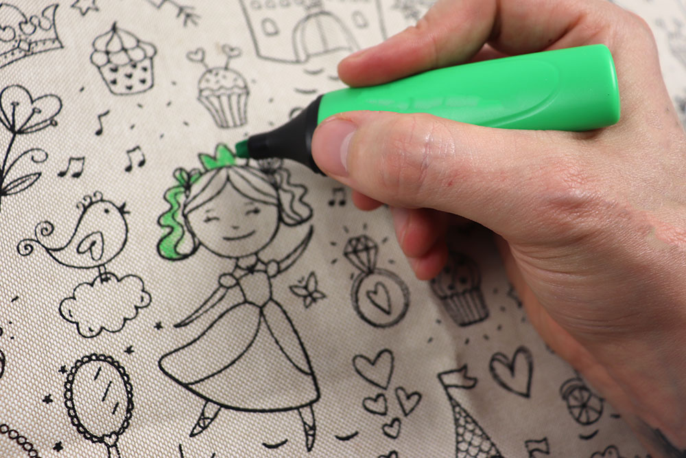 Ausmalstoff Baumwolle - Leinenoptik - Feenland 