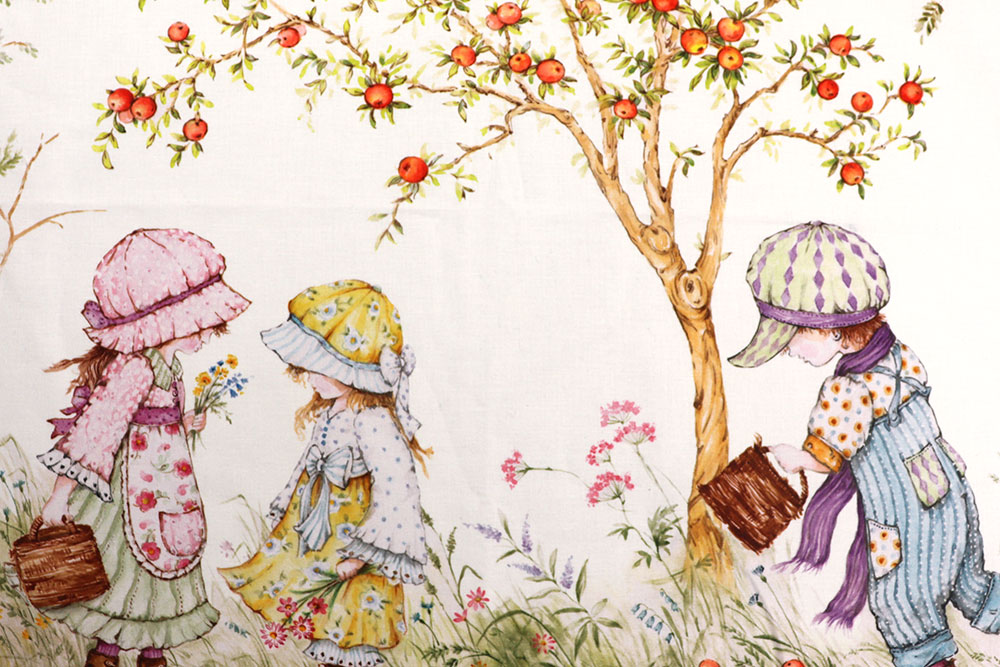 Baumwoll-Dekostoff Digital - Mädchen im Garten 