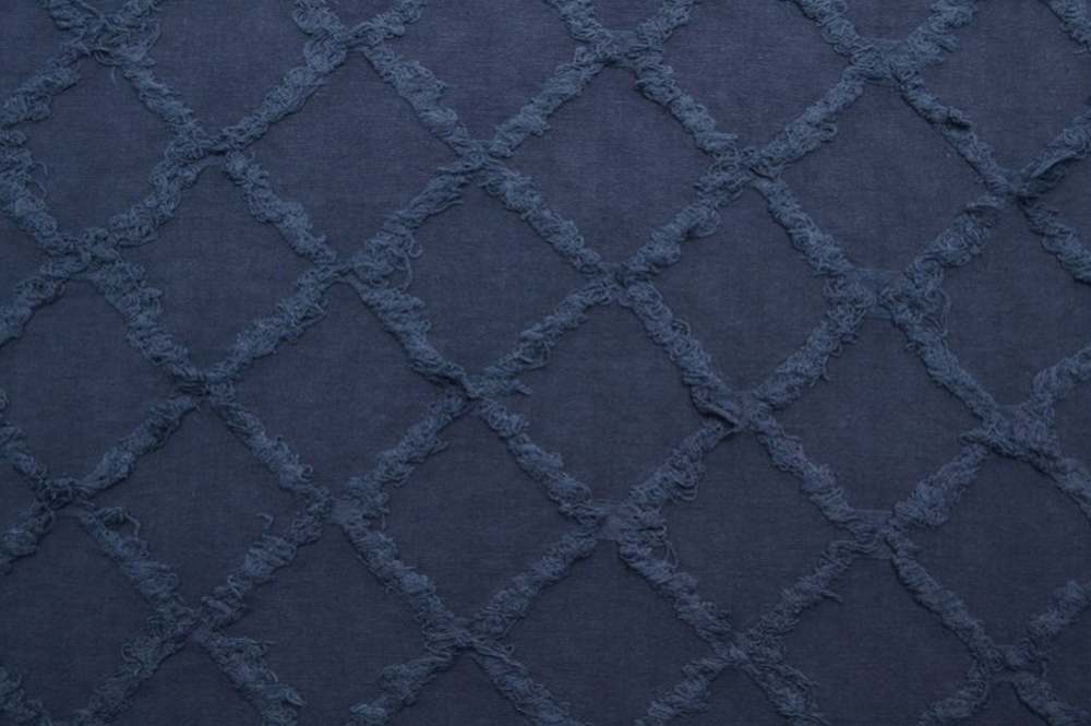 Baumwollstoff - Rautenstickerei - Blau 