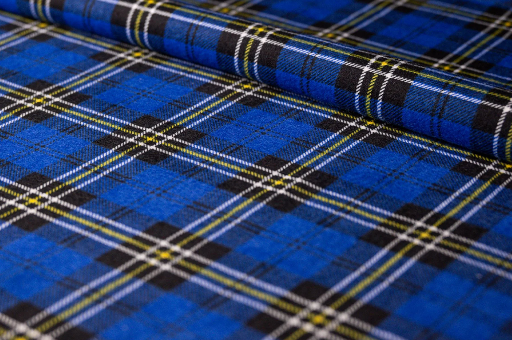 Baumwollflanell - Royal & Gelb 