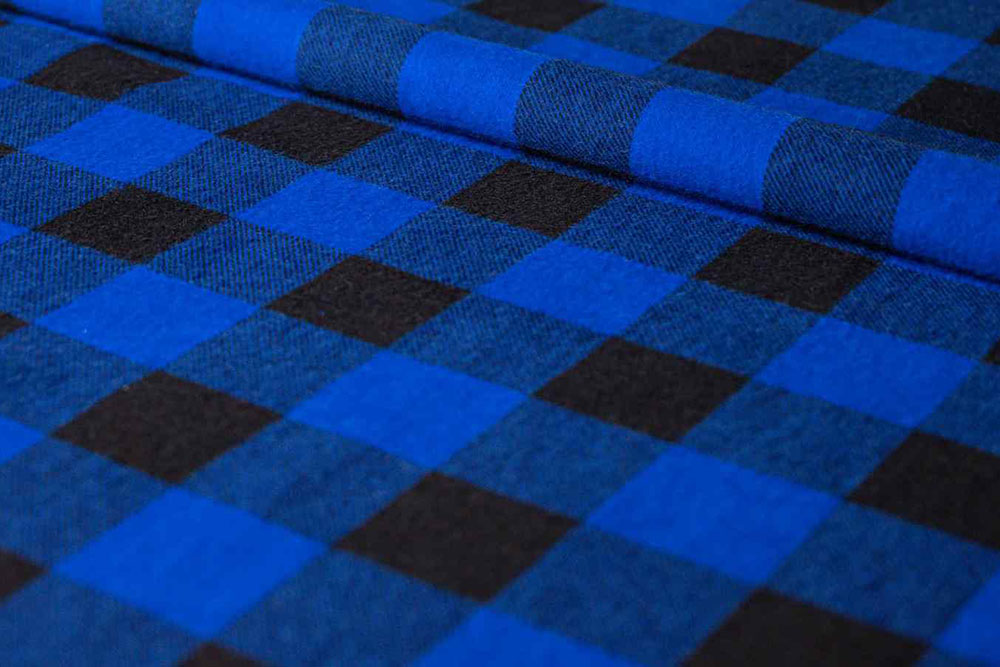 Baumwollflanell - Royal/Schwarz 