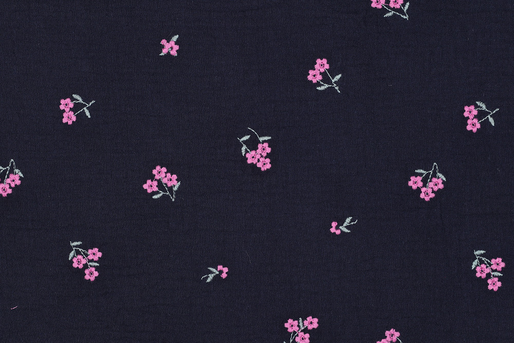 Musselin - Blütenstick - Nachtblau 