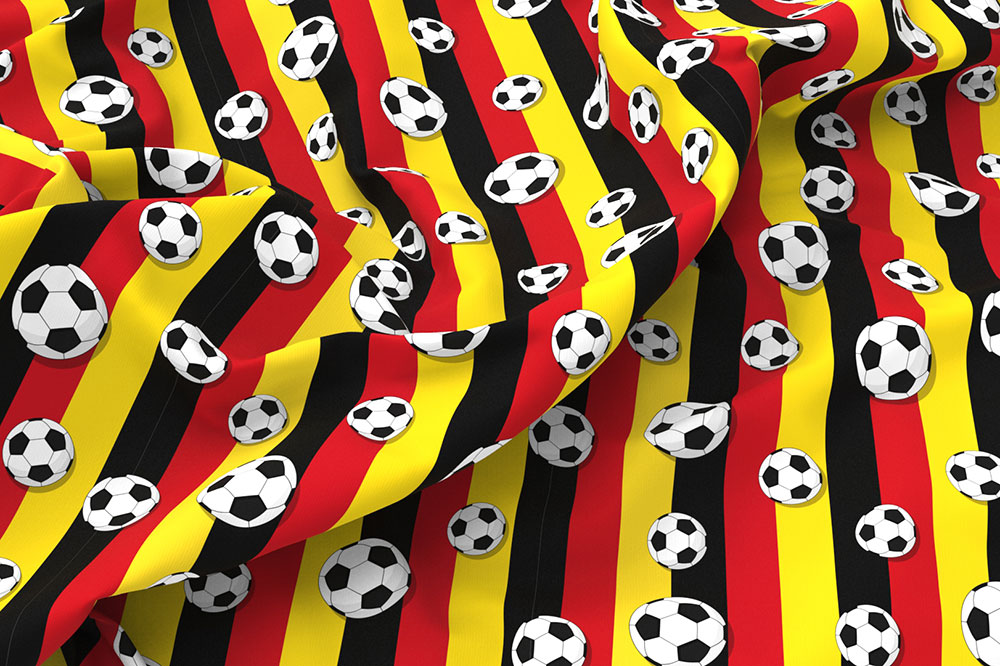 Dekostoff - Fußball - Schwarz/Rot/Gold 