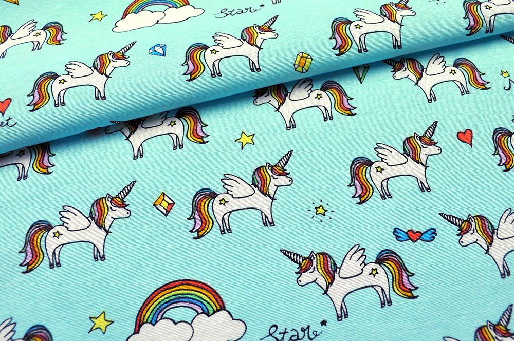 Dekostoff - Regenbogen-Einhorn 