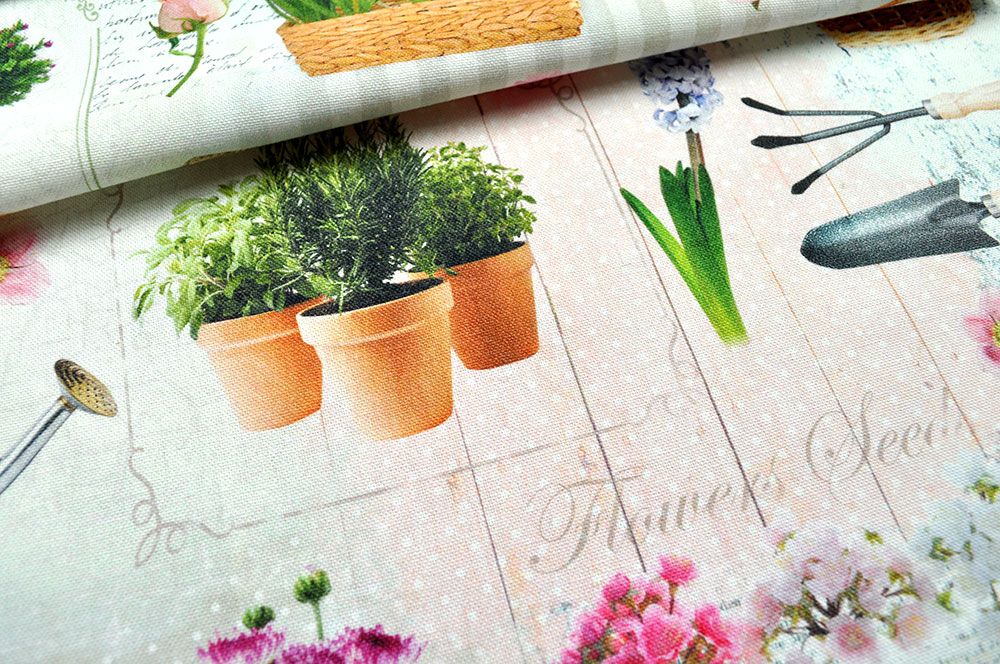 Dekostoff Digitaldruck - Frühlings-Gärtner 