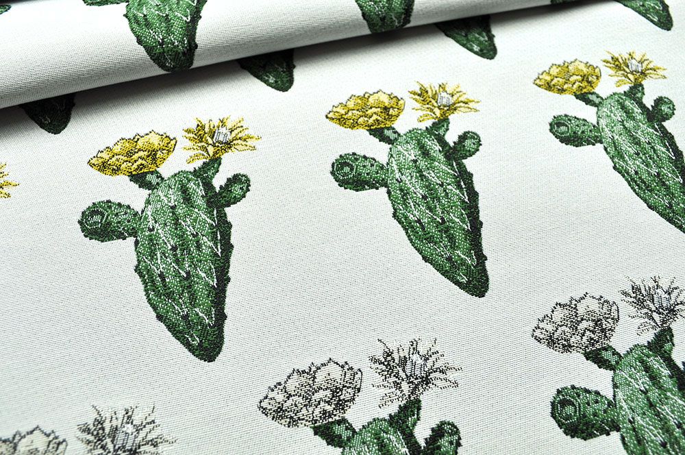 Dekostoff Jacquard - Kaktusblüten 