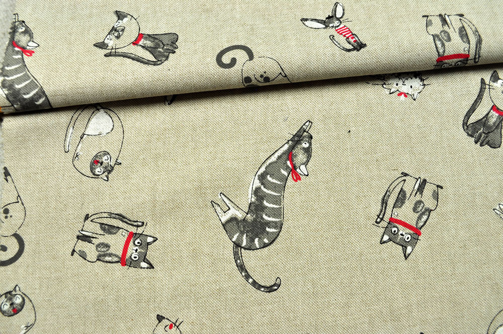 Dekostoff Leinen-Look - Mieze-Katze 