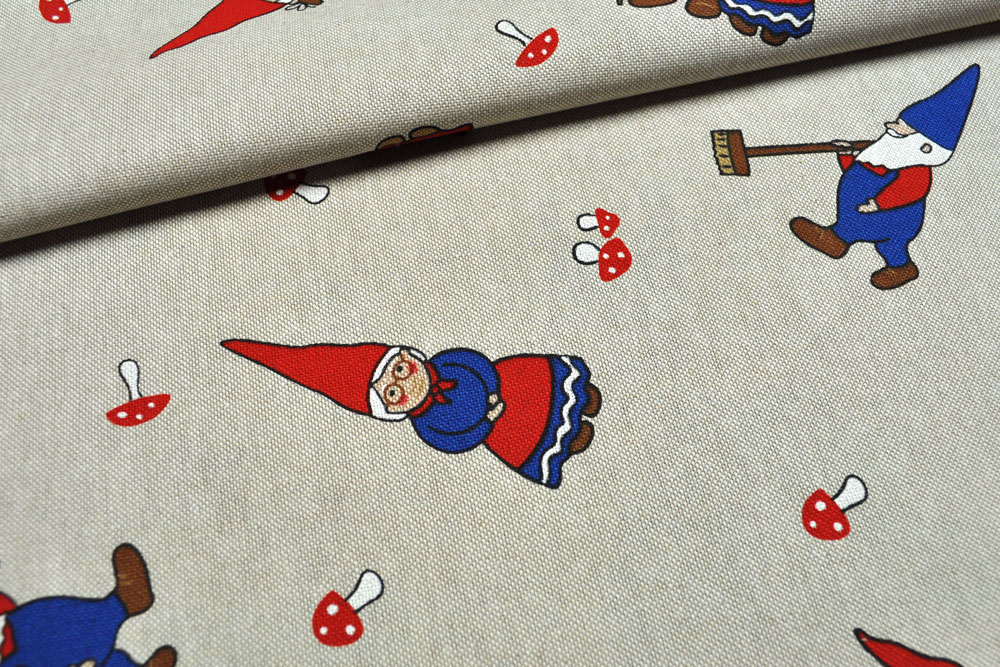 Dekostoff Leinenoptik - Familie Zwerg 