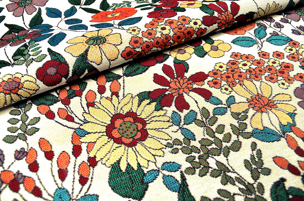 Gobelin glänzend - Bunte Blüten 