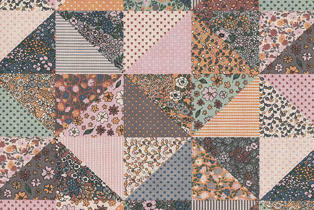Dekostoff - Blumen-Patchwork - 1,0 Meter 