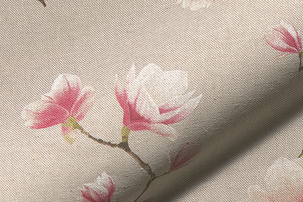 Dekostoff Leinenoptik - Kirschblüten 