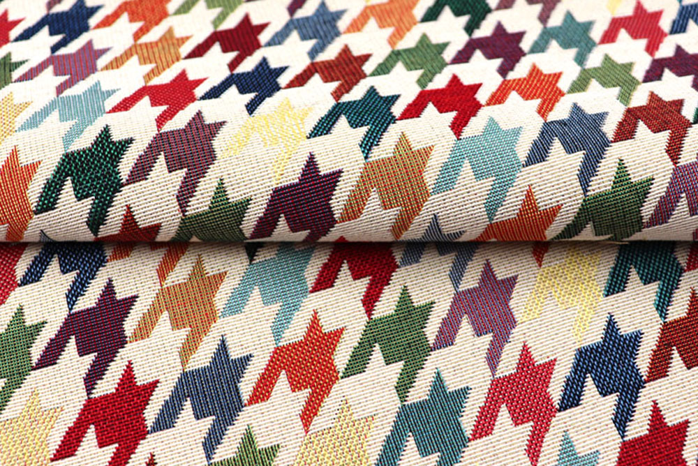 Dekostoff Gobelin - Colourful Hahnentritt 