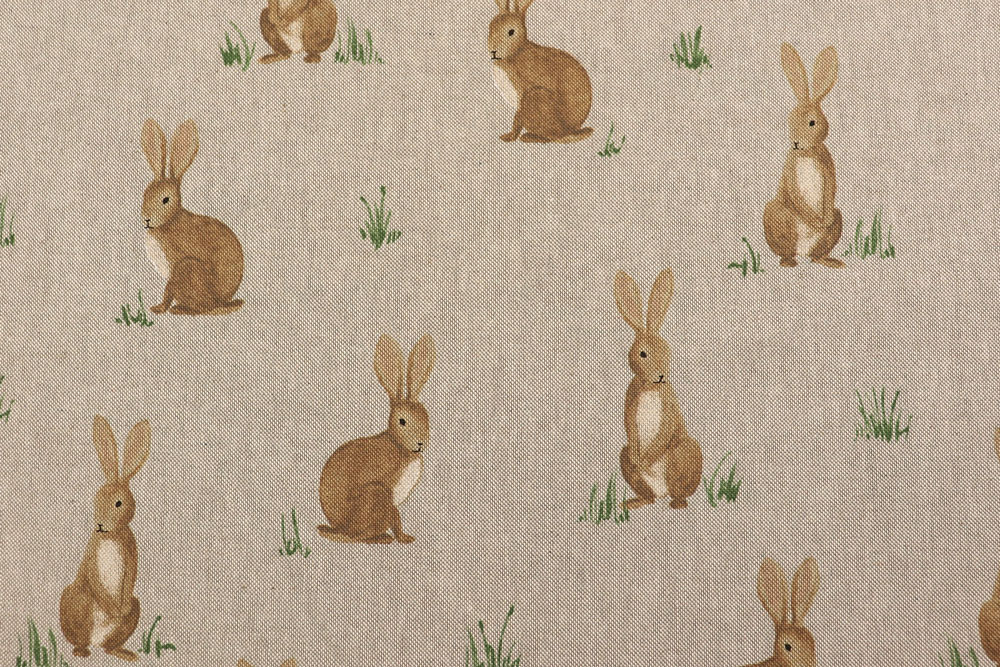 Dekostoff Leinenoptik - Häschen 