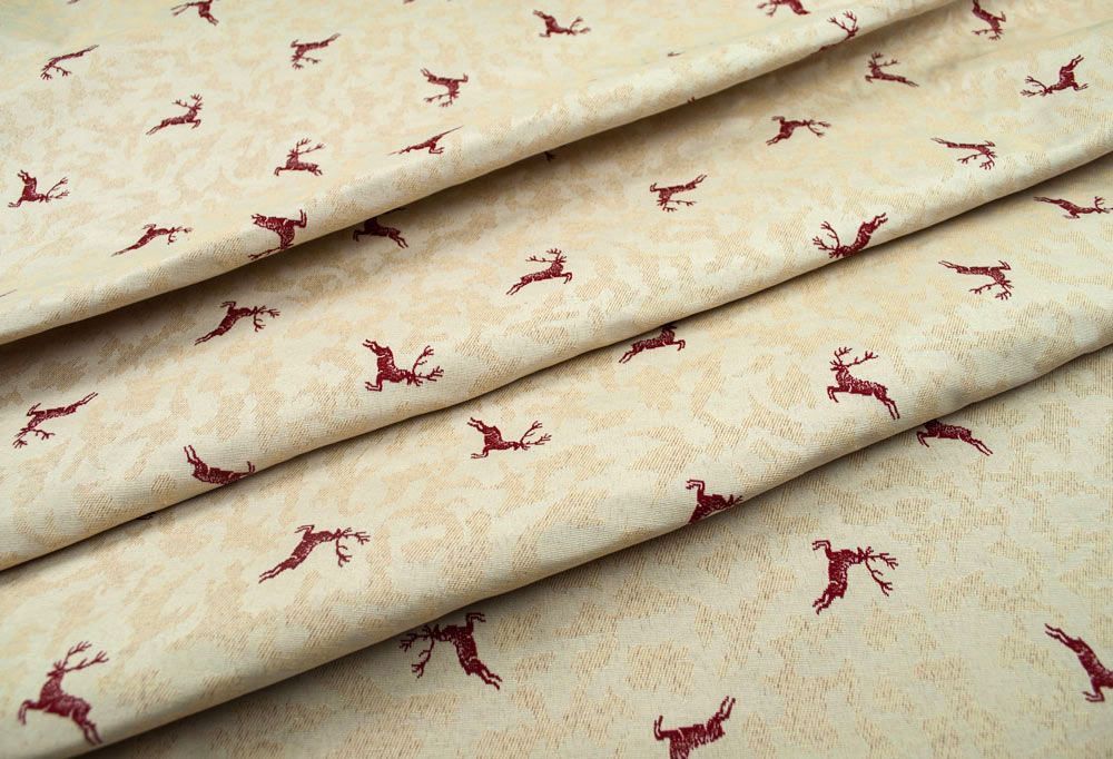 Dekostoff Zweiseitiger Jacquard - Kleine Hirsche - Rot 