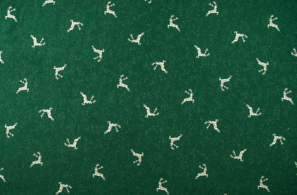 Dekostoff Zweiseitiger Jacquard - Kleine Hirsche - Tanne 