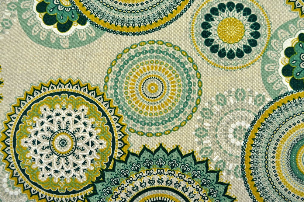 Fertig-Gardine Leinenoptik - Mandalas - a: 120 x b: 130 cm - B-Ware 