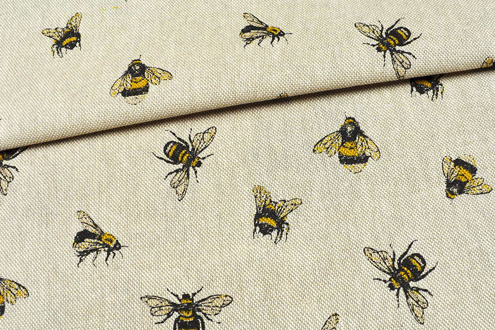 Dekostoff Leinenoptik - Bienen und Hummeln 