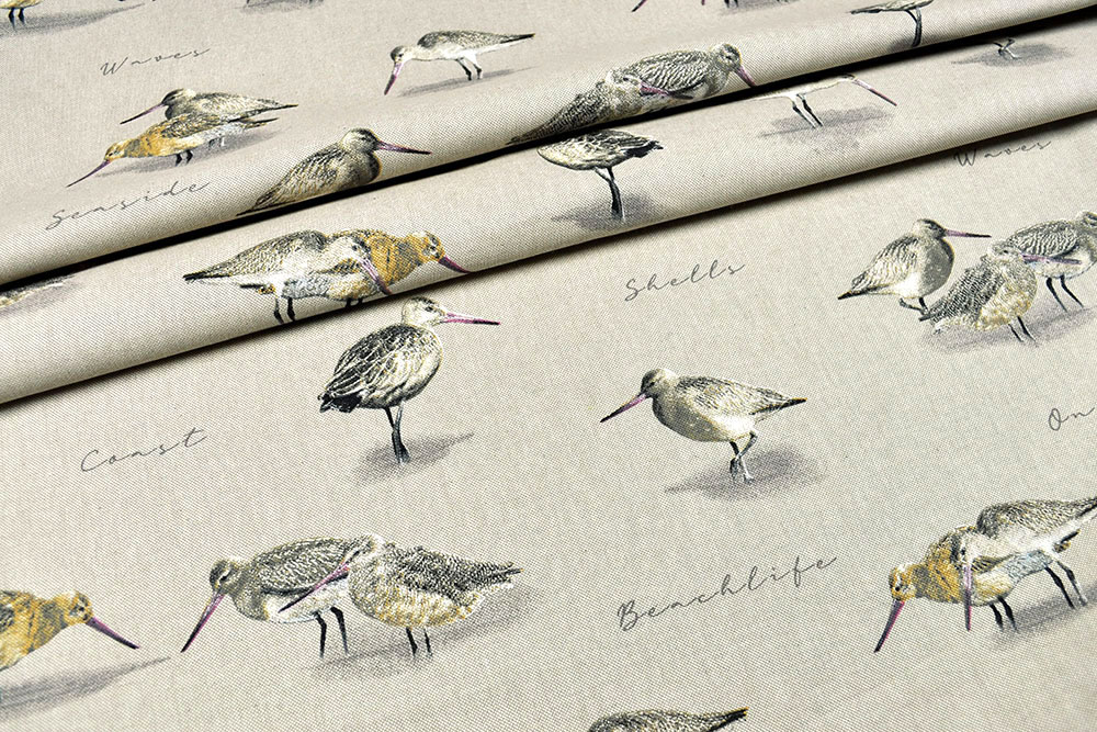 Dekostoff Leinenoptik - Küstenvögel 