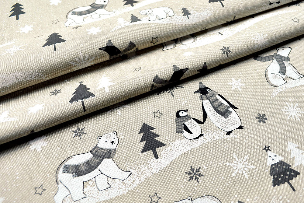 Dekostoff Leinenoptik - Freunde vom Polarkreis 