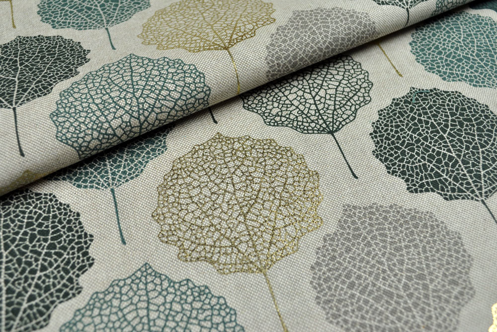 Dekostoff Premium-Glanz - Golden Leafs 