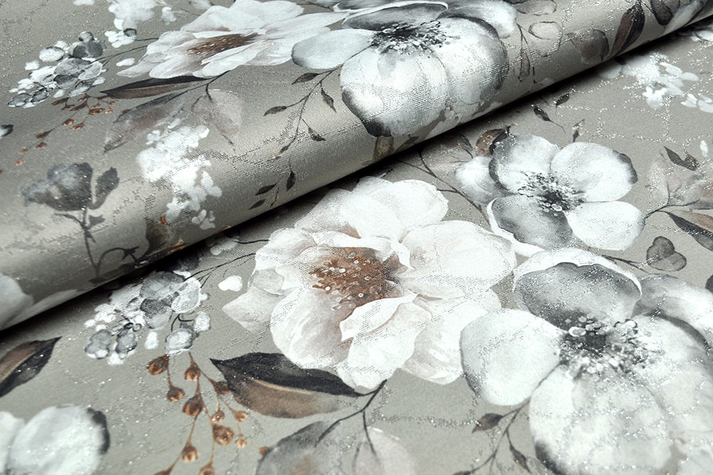 Dekostoff Glitter - Anemone - Taupe 