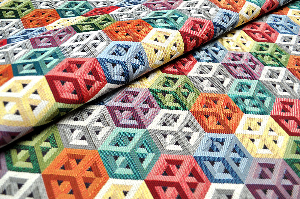 Dekostoff Gobelin - Würfel-3D-Effekt 