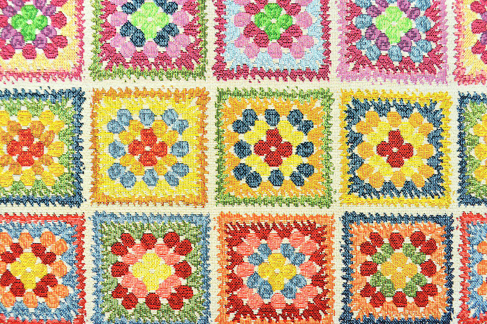 Gobelin-Stoff - Granny Squares - Creme 
