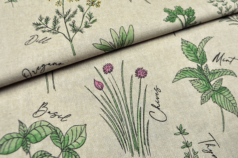 Dekostoff Leinenoptik - Fridas Kräuter 