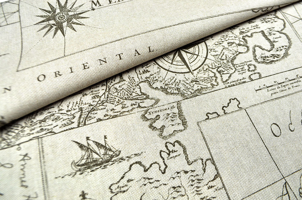 Dekostoff Leinenoptik - Vintage Map 