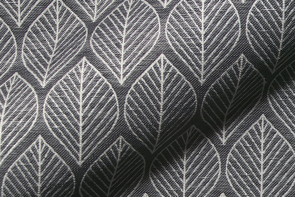 Dekostoff Jacquard - Zeitlose Blätter - Schwarz/Weiß 