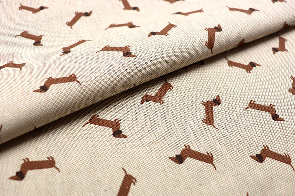 Dekostoff Leinenoptik - Mini-Dackel 