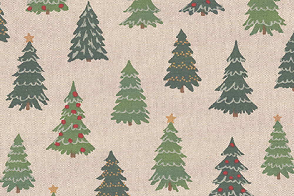 Dekostoff Leinenoptik - Christmas Trees 