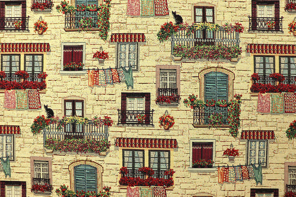 Gobelin-Stoff- Fröhliche Fenster 