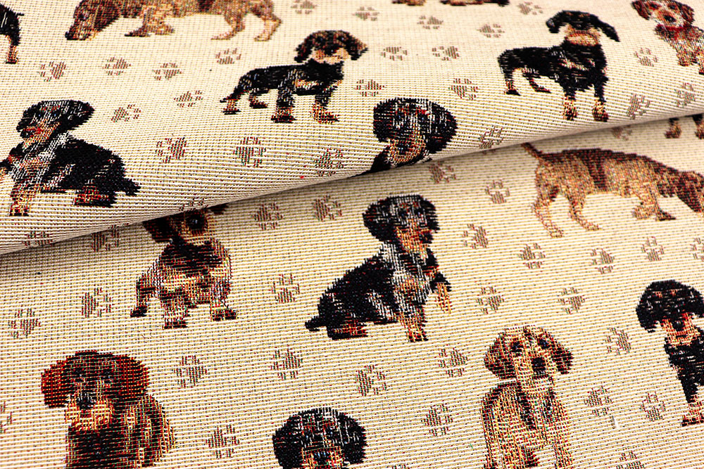 Dekostoff Gobelin - Kleine Dackel 