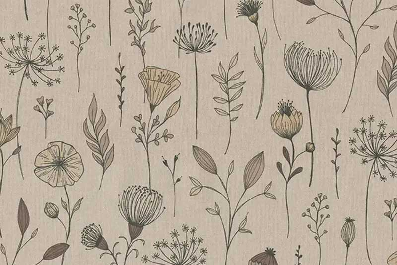 Dekostoff Leinenoptik - Drawn Flowers 