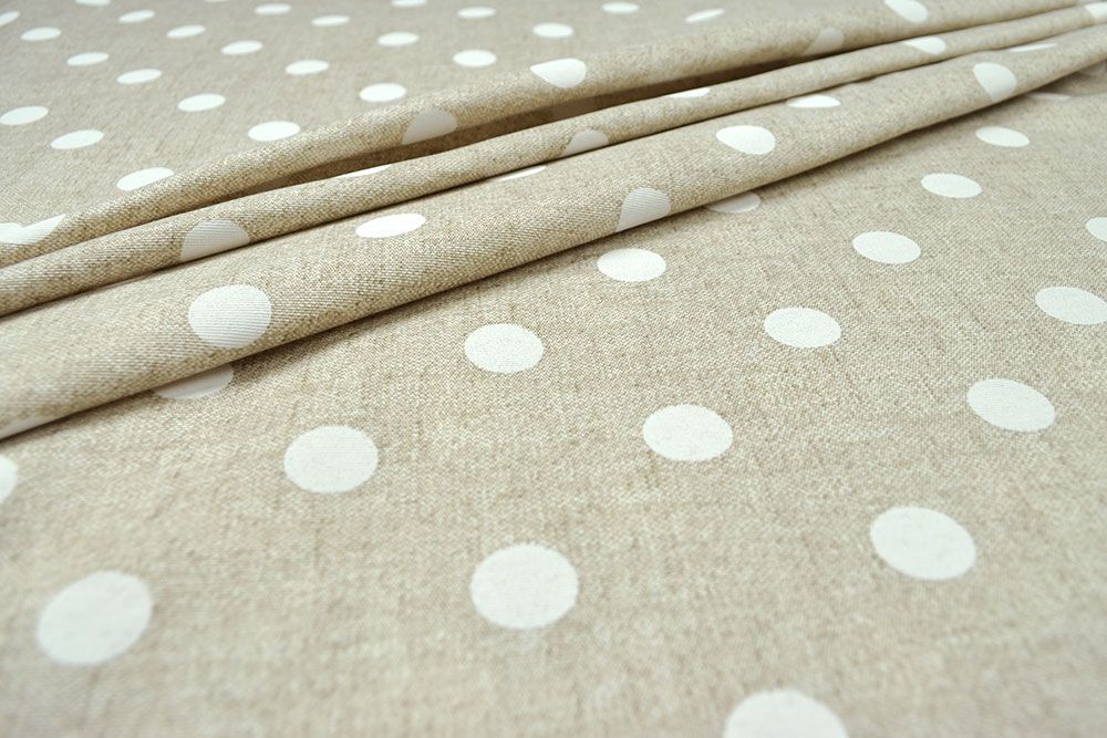 Dekostoff Leinenoptik - Punkte - Beige/Weiß - 280 cm 