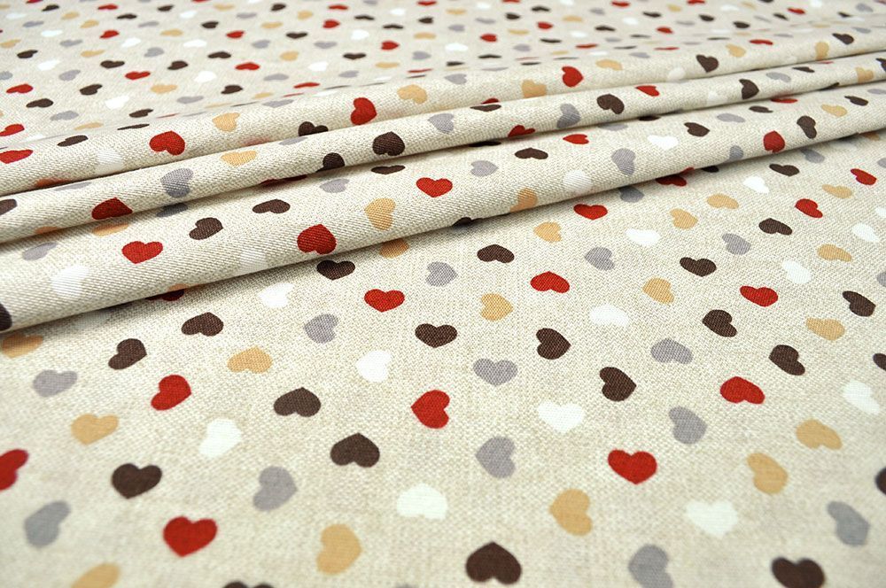Dekostoff Leinenoptik - Mini-Herzen - 280 cm 