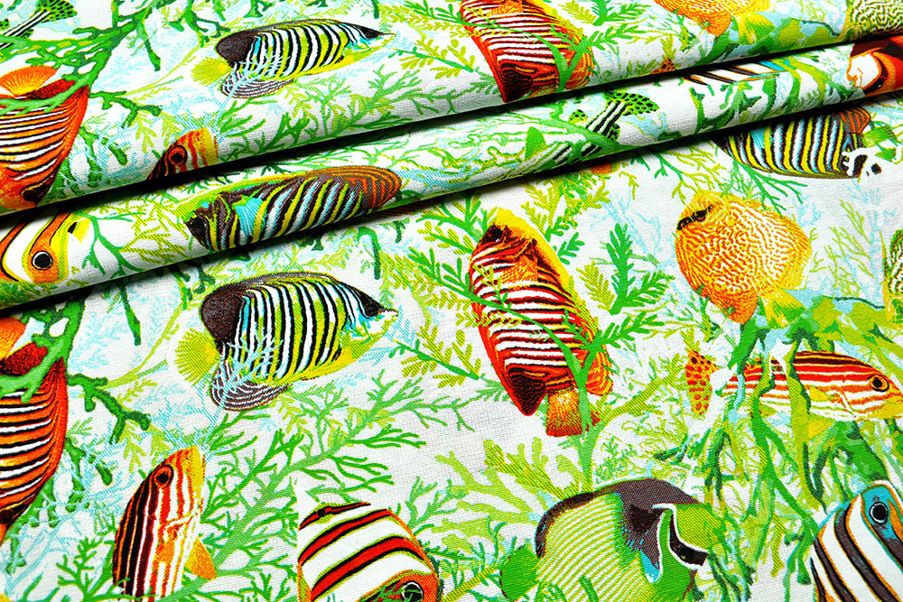 Dekostoff - Fisch im Riff - 280 cm breit 