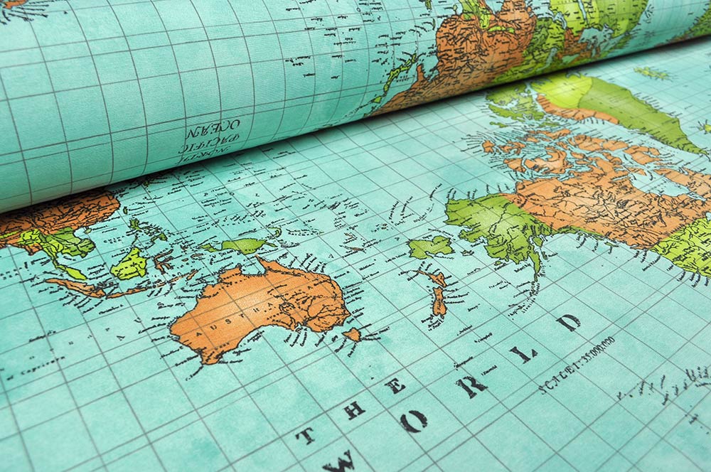Dekostoff - Weltkarte - 280 cm 