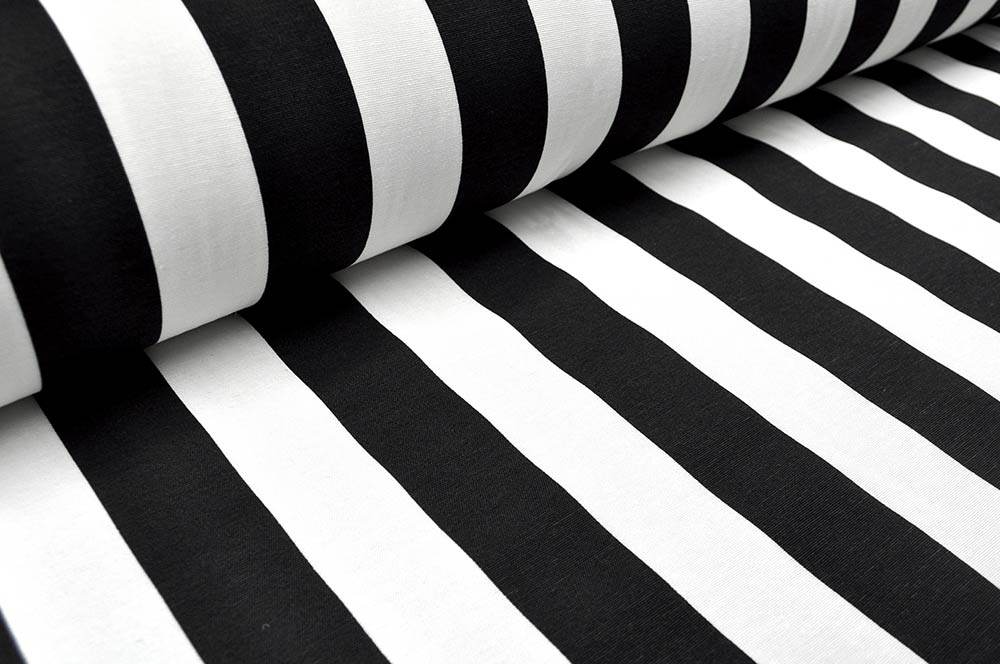 Dekostoff Blockstreifen - Schwarz/Weiß 