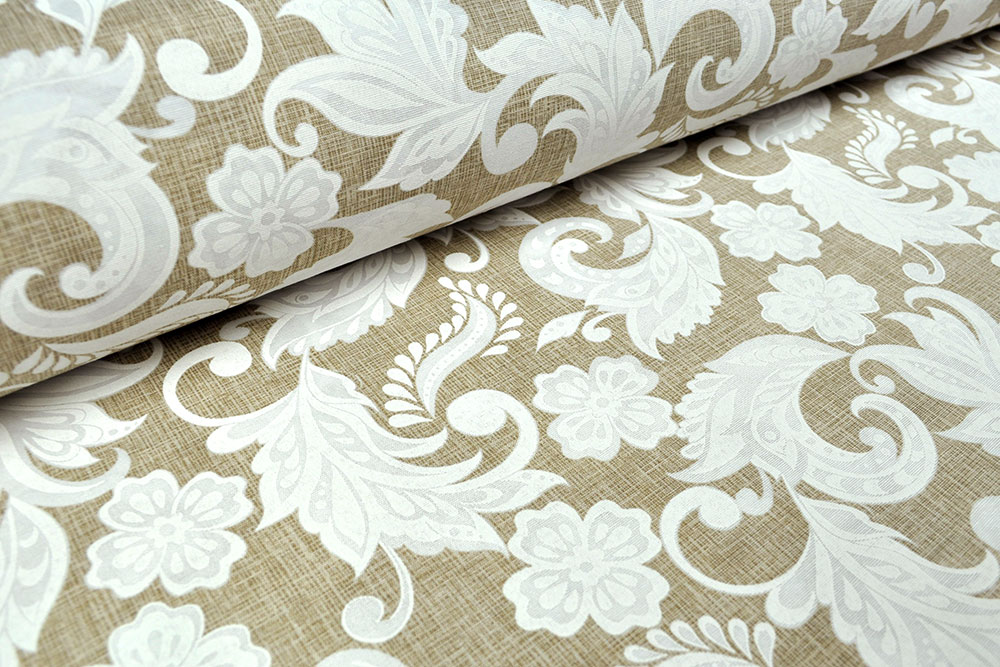 Dekostoff Leinenoptik - White Ornaments - 280 cm 