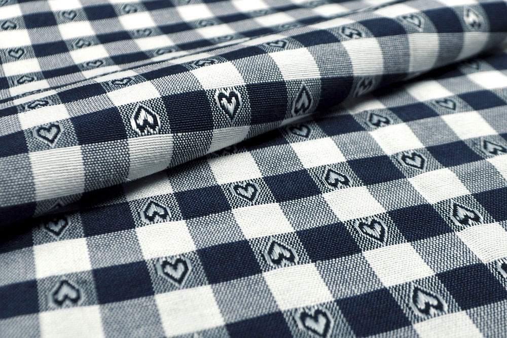 Dekostoff - Vichy-Herzen - 280 cm breit - Nachtblau 