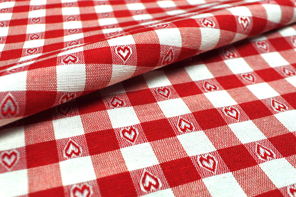 Dekostoff - Vichy-Herzen - 280 cm breit - Rot 