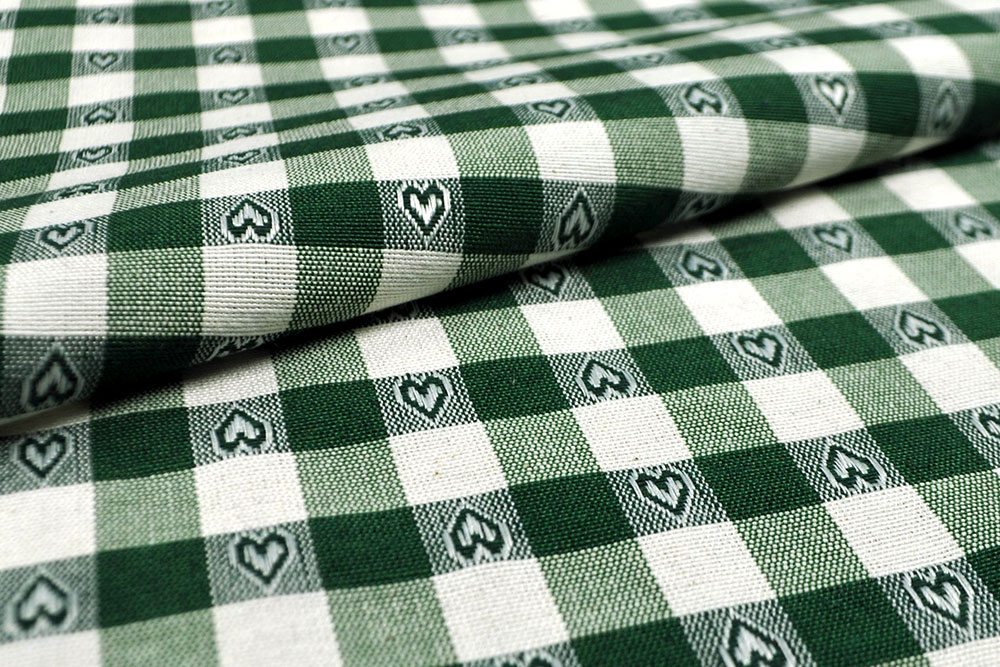 Dekostoff - Vichy-Herzen - 280 cm breit - Grün 