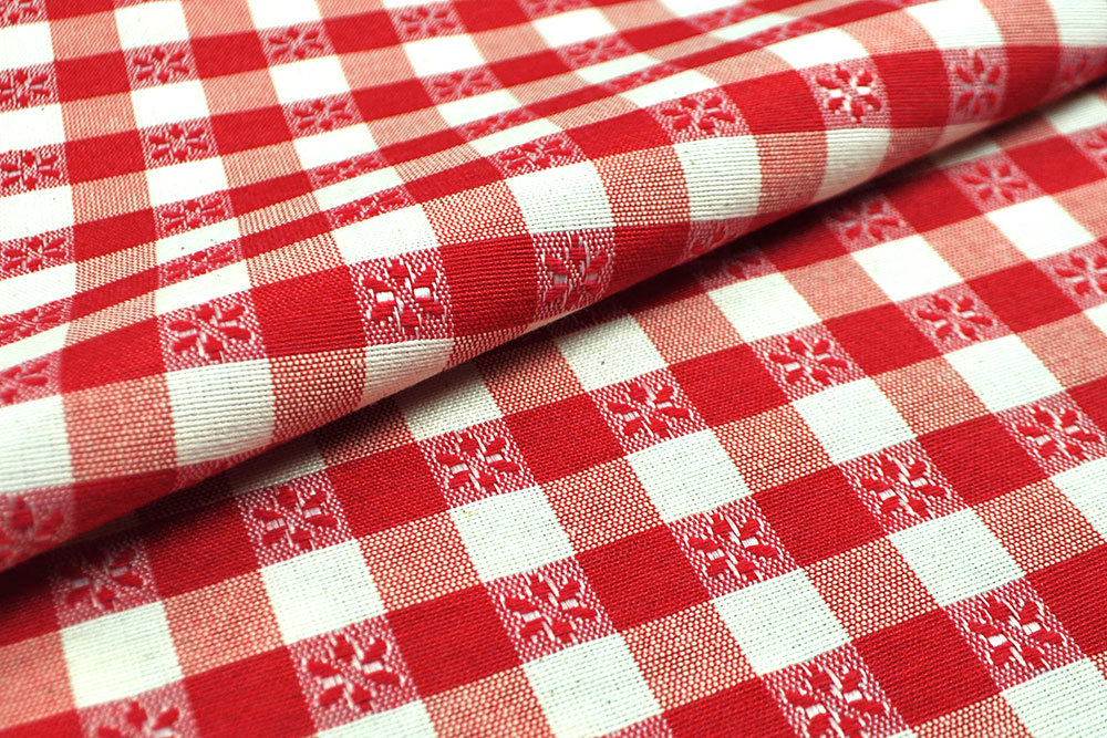 Dekostoff - Vichy-Blumen - 280 cm breit - Rot 