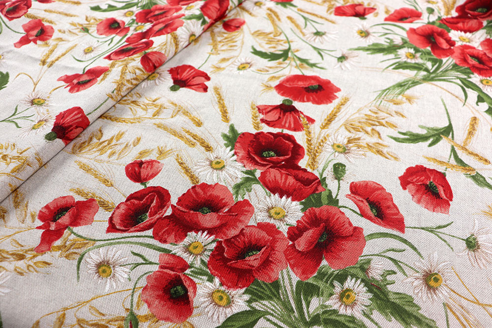 Dekostoff Leinenoptik - Poppy Red - 280 cm 