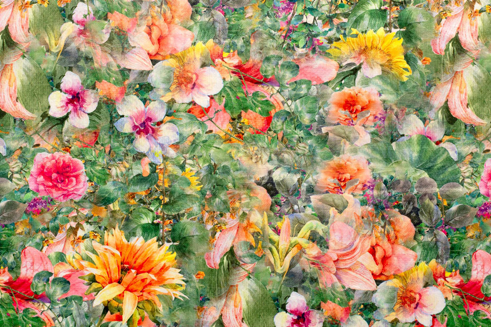 Samt-Dekostoff - Digitaldruck - Dreamy Garden 