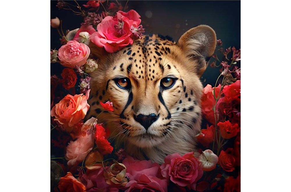 Premium-Samt - Panel - Rosen-Gepard 